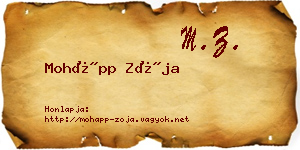 Mohápp Zója névjegykártya